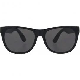 Rectangular Mens Mod Rectangular Hipster Horn Rim Plastic Sunglasses - All Black - CF18HR9O92I $8.27