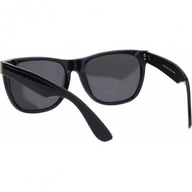 Rectangular Mens Mod Rectangular Hipster Horn Rim Plastic Sunglasses - All Black - CF18HR9O92I $8.27