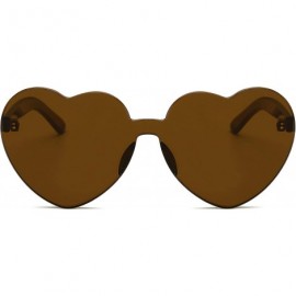 Round Fashion Rimless One Piece Clear Lens Color Candy Sunglasses - Amber - C4183LHAM57 $8.72