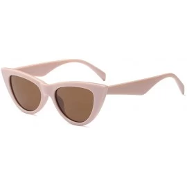 Oval Women Small sunglasse Retro Vintage Cat Eye Eyewear Goggles Resin Frame - Khaki - C218DWCRTAL $7.31