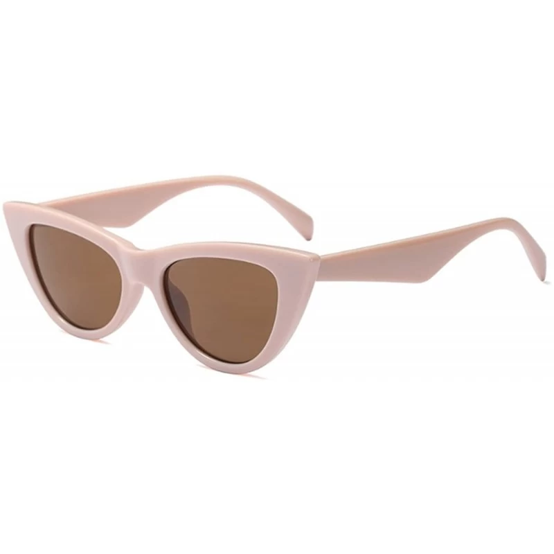 Oval Women Small sunglasse Retro Vintage Cat Eye Eyewear Goggles Resin Frame - Khaki - C218DWCRTAL $18.53
