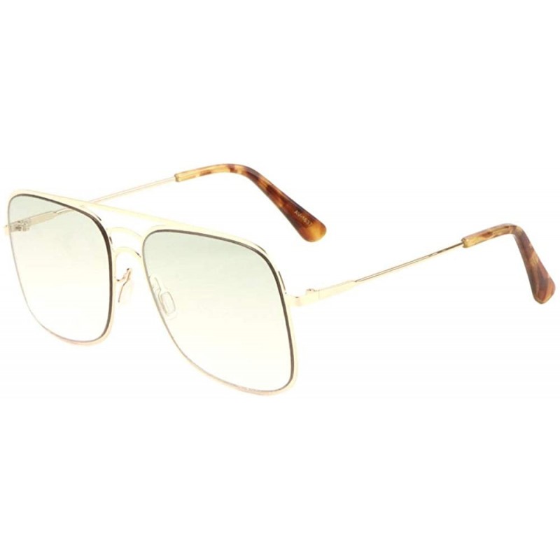 Aviator Square Three Bar Bridge Flat Frame Aviator Sunglasses - Green - C719890Z396 $13.17