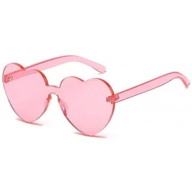 Oversized 1-2 Pcs One Piece Round Heart Rimless Sunglasses Transparent Oversized Eyewear - CY18HDZDZUL $17.88