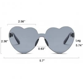 Oversized 1-2 Pcs One Piece Round Heart Rimless Sunglasses Transparent Oversized Eyewear - CY18HDZDZUL $9.06