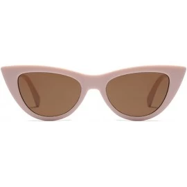 Oval Women Small sunglasse Retro Vintage Cat Eye Eyewear Goggles Resin Frame - Khaki - C218DWCRTAL $7.31