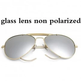 Oversized Glass Lens Aviation Sunglasses Polarized Men Women 58Mm Pilot Classic Brand Glasses Uv400 - Silver Glass - C218W8X7...