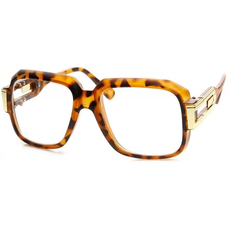 Rectangular Oversized Rectangular Retro Fashion Hip Hop Nerdy Clear Lens Glasses - Tortoise - C2183EY5RH7 $11.85