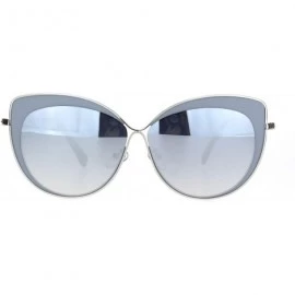 Oversized Womens Metal Rim Luxury Chic Oversize Cat Eye Sunglasses - Silver Grey Mirror - CB18N8TU6OH $12.26