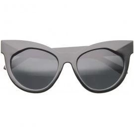 Oversized Womens Mod Fashion Oversized Flat Lens Bold Chunky Cat Eye Sunglasses 64mm - Shiny Black-silver / Smoke - CP128PMCJ...