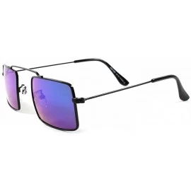 Rectangular Color Mirrored Lens Vintage Retro Fashion Mens Womens Small Rectangle Sunglasses - C81802OGZXD $15.10