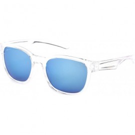 Round "Commander" Fashion Round Sunglasses with Temple Design UV 400 Protection - Clear/Blue - CE12N9M5UAM $21.42
