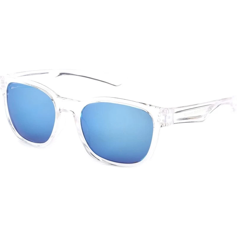 Round "Commander" Fashion Round Sunglasses with Temple Design UV 400 Protection - Clear/Blue - CE12N9M5UAM $10.35