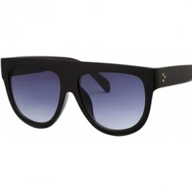 Oversized Flat Top Oversized Women Sunglasses Retro Shield Shape Big Frame Rivet Shades UV400 Eyewear - Black Brown - CB199CG...
