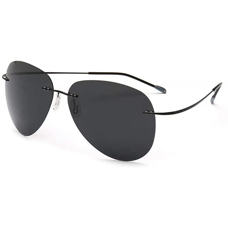 Rimless Round Ultra-Light Sunglasses Frameless Men'S Driving Mirror Polarized Sunglasses Sunshade - CX18X7LOTYT $47.05
