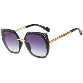 Aviator Fashion large framed diamond sunglasses - ladies UV protection aviator sunglasses - A - C418RORQU43 $49.37