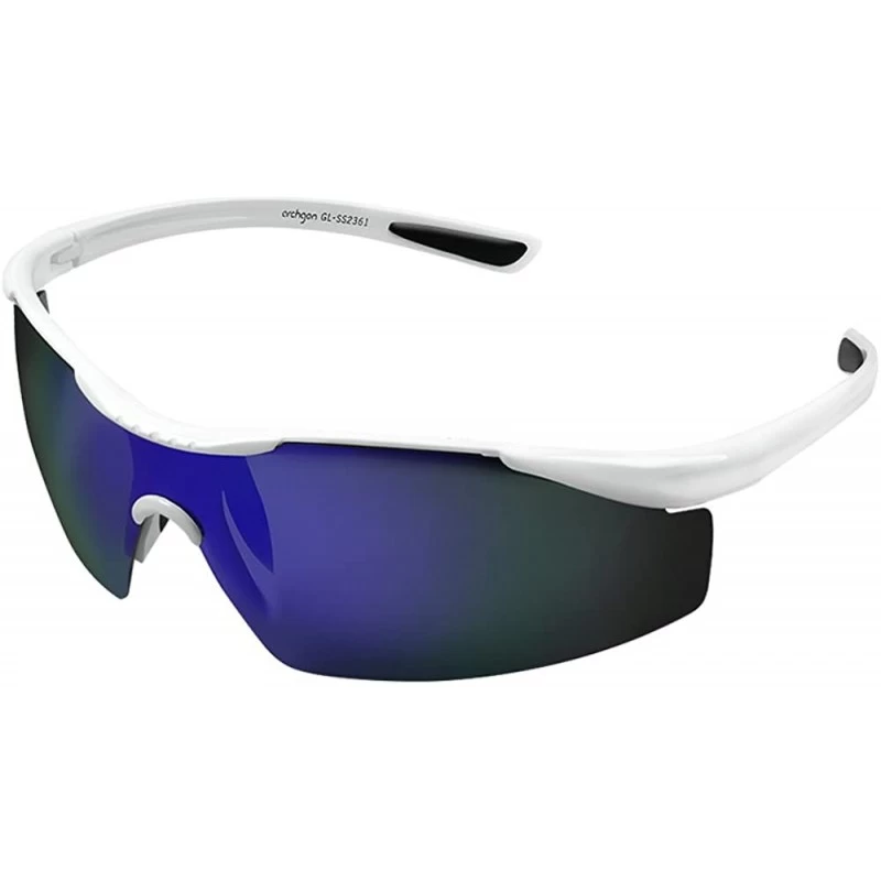 Sport GL SS2361 Polarized Sunglasses Baseball Softball - White + Revo Blue - CZ18G8XKZYD $22.83