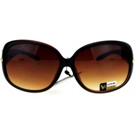Oval Luxury Fashion Sunglasses Womens Designer Style Rhinestone Shades UV 400 - Brown (Brown) - C1186SXGU5S $11.96