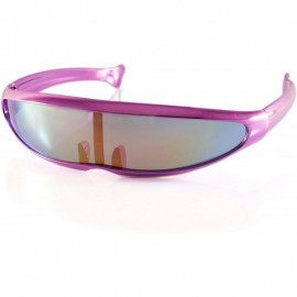 Shield Futuristic Mirror Mono Lens Cyber Robot Metallic Frame Sunglasses A272 - Purple - CI18RTYZW9Q $21.10