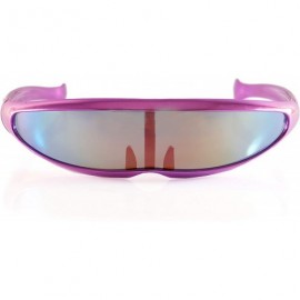 Shield Futuristic Mirror Mono Lens Cyber Robot Metallic Frame Sunglasses A272 - Purple - CI18RTYZW9Q $11.10