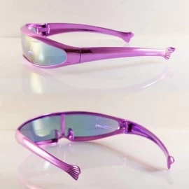 Shield Futuristic Mirror Mono Lens Cyber Robot Metallic Frame Sunglasses A272 - Purple - CI18RTYZW9Q $11.10