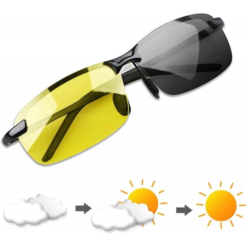 Rimless Polarized Photochromic Outdoor Sports Driving Sunglasses for Men Women AntiGlare Eyewear Ultra-Light Sun Glasses - C2...