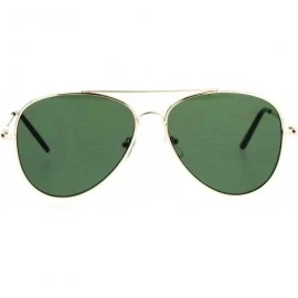 Oversized Flat Lens Aviator Sunglasses Oversized Hipster Fashion Metal Frame - Gold (Green) - C1188YR76L0 $11.81