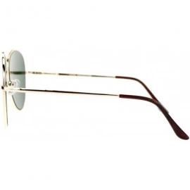 Oversized Flat Lens Aviator Sunglasses Oversized Hipster Fashion Metal Frame - Gold (Green) - C1188YR76L0 $11.81