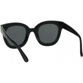 Rectangular Womens Engraving Star Bling Horned Rim Plastic Fashion Sunglasses - All Black - CD18HD04HTL $12.03