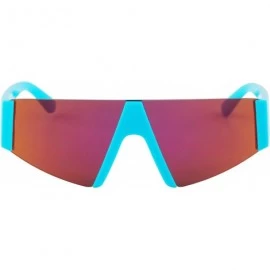 Shield Semi Rimless Neon Mirrored Shield Style Retro Fashion Flat Top Women and Men Sunglasses - C318XL05TWS $38.90