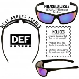 Sport Polarized Wrap Around Sports Sunglasses - Black Matte Rubberized - Mystic Mirror - C818CUC25DQ $10.05