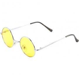 Round Geometric Sunglasses Flat Lens Metal Cut-Out Accent Corners Runway Fashion - Yellow40 - CI17YZWE9QQ $8.33