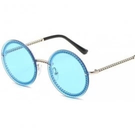 Rimless Round Sunglasses Women Luxury Rimless Feamle Shades Europe Popular Ins Sun Glasses (Color Silver Blue) - CI199EHR9ML ...