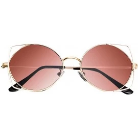 Oval UV Protection Sunglasses for Women Men Full rim frame Oval Shaped Acrylic Lens Metal Frame Sunglass - Brown - C01902RY63...