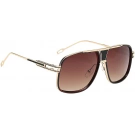 Square Large Oversized Fashion Sunglasses Square Shape UV400 Vintage Retro - Gold Frame Brown Lens - CL195H9O73N $12.95