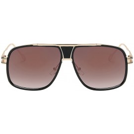 Square Large Oversized Fashion Sunglasses Square Shape UV400 Vintage Retro - Gold Frame Brown Lens - CL195H9O73N $12.95