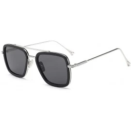 Rectangular Tony Stark Sunglasses- Square Shaped Sunglasses with Metal Frame and AC Lense - CA18WDGXG6Q $21.86