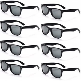 Round 8 Packs Wholesale Neon Colors 80's Retro Sunglasses Bulk for Adult Party Supplies - 8 Pack Black - CT196HCHYM5 $14.76