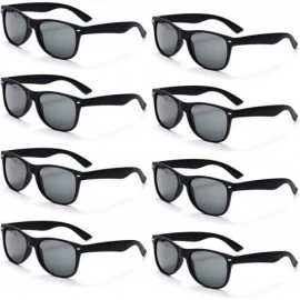 Round 8 Packs Wholesale Neon Colors 80's Retro Sunglasses Bulk for Adult Party Supplies - 8 Pack Black - CT196HCHYM5 $23.37