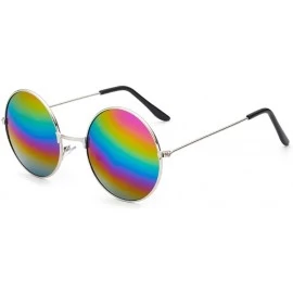 Square Round Sunglasses Women Vintage Silver Frame Unisex Sun Glasses Anti UV/Ray Retro Eyewear - A4066-x21 - CQ18U25G0RQ $15.46