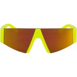 Shield Semi Rimless Neon Mirrored Shield Style Retro Fashion Flat Top Women and Men Sunglasses - C318XL05TWS $38.90