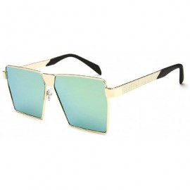 Goggle Men Women Sunglasses Oversized Hiphop Square Glasses Metal Frame - Gold - C218CRS2D0K $19.93