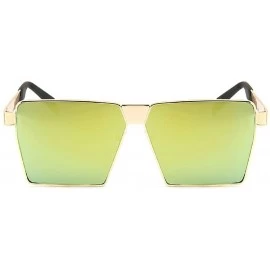 Goggle Men Women Sunglasses Oversized Hiphop Square Glasses Metal Frame - Gold - C218CRS2D0K $10.09