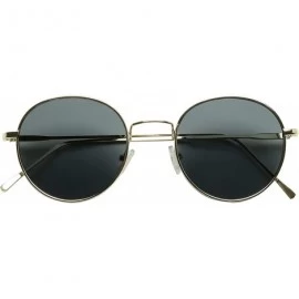 Oval Round Classic Vintage Lennon Style Shades Metal Frame Black Flat Lens Retro Unisex 50mm Sunglasses - CB18WM7MZ96 $22.69