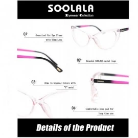 Oversized Womens Oversized Fashion Cat Eye Eyeglasses Frame Large Reading Glasses - Pink With Colorful Arm - CP18CQ25GOW $12.13