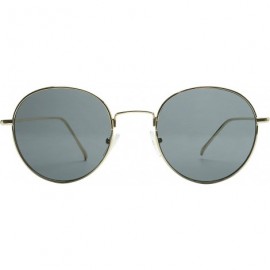 Oval Round Classic Vintage Lennon Style Shades Metal Frame Black Flat Lens Retro Unisex 50mm Sunglasses - CB18WM7MZ96 $13.31