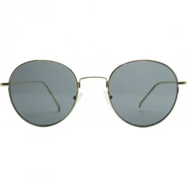 Oval Round Classic Vintage Lennon Style Shades Metal Frame Black Flat Lens Retro Unisex 50mm Sunglasses - CB18WM7MZ96 $22.69