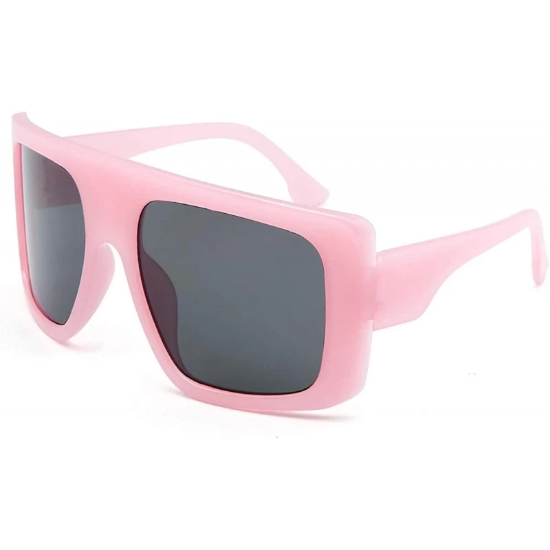 Square Fashion Oversized Square Sunglasses for Women Big Flat Top Shield Sunglasses - Pink - CU18WOEGS6Q $8.53