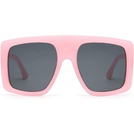 Square Fashion Oversized Square Sunglasses for Women Big Flat Top Shield Sunglasses - Pink - CU18WOEGS6Q $8.53