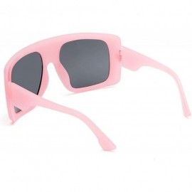 Square Fashion Oversized Square Sunglasses for Women Big Flat Top Shield Sunglasses - Pink - CU18WOEGS6Q $8.53