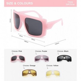 Square Fashion Oversized Square Sunglasses for Women Big Flat Top Shield Sunglasses - Pink - CU18WOEGS6Q $8.53